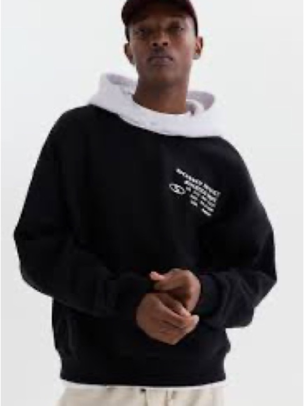 H&M Black Crewneck Sweatshirt with White Hood